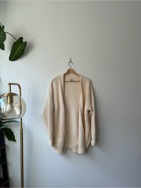 Rhythm Cream Open-Front Chunky Knit Cardigan